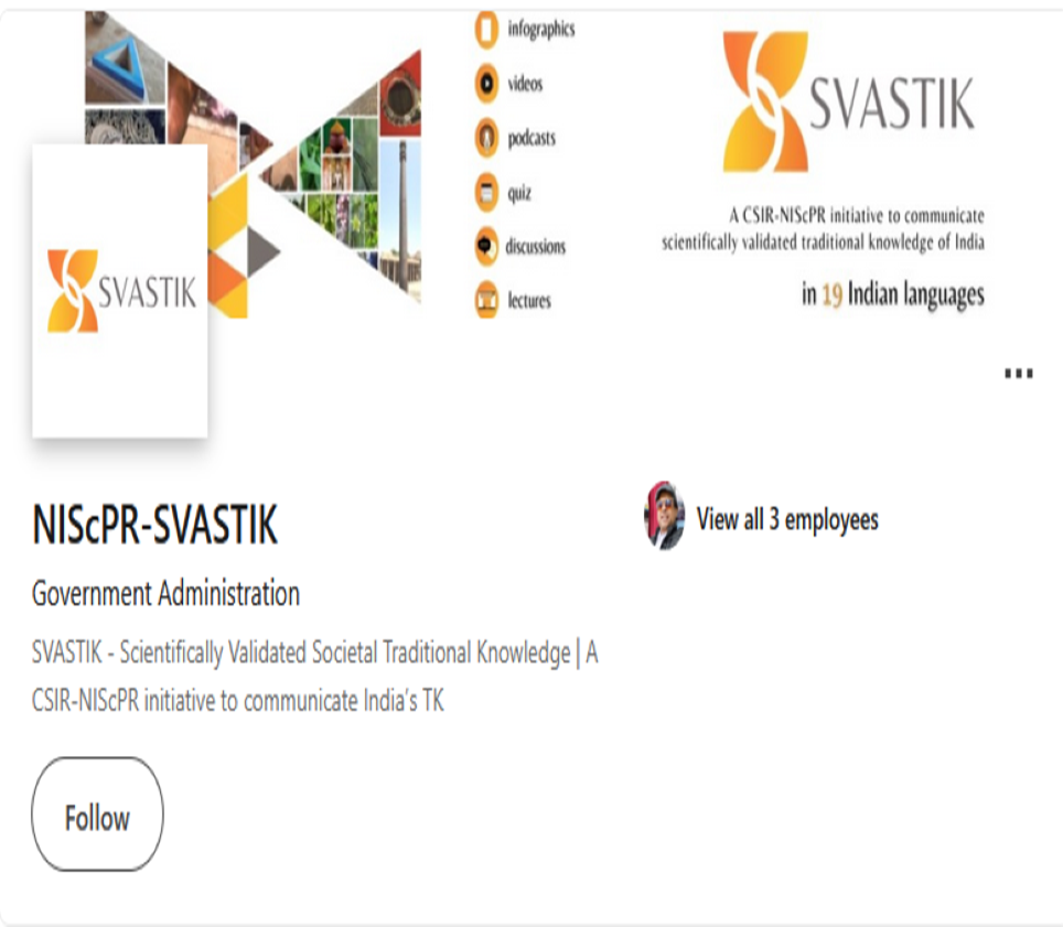 NIScPR-SVASTIK Instagram